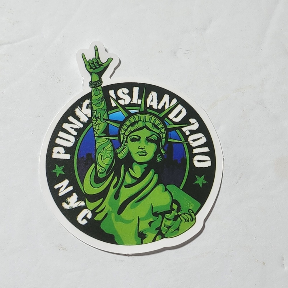 Punk Island 2010 NYC Statue of Liberty Rock Hand Sign Vinyl Sticker New 2 3/4"